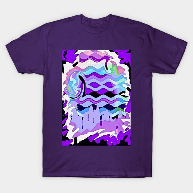 Surfer girl waves purple splash abstract T-Shirt by SilverPixieArt